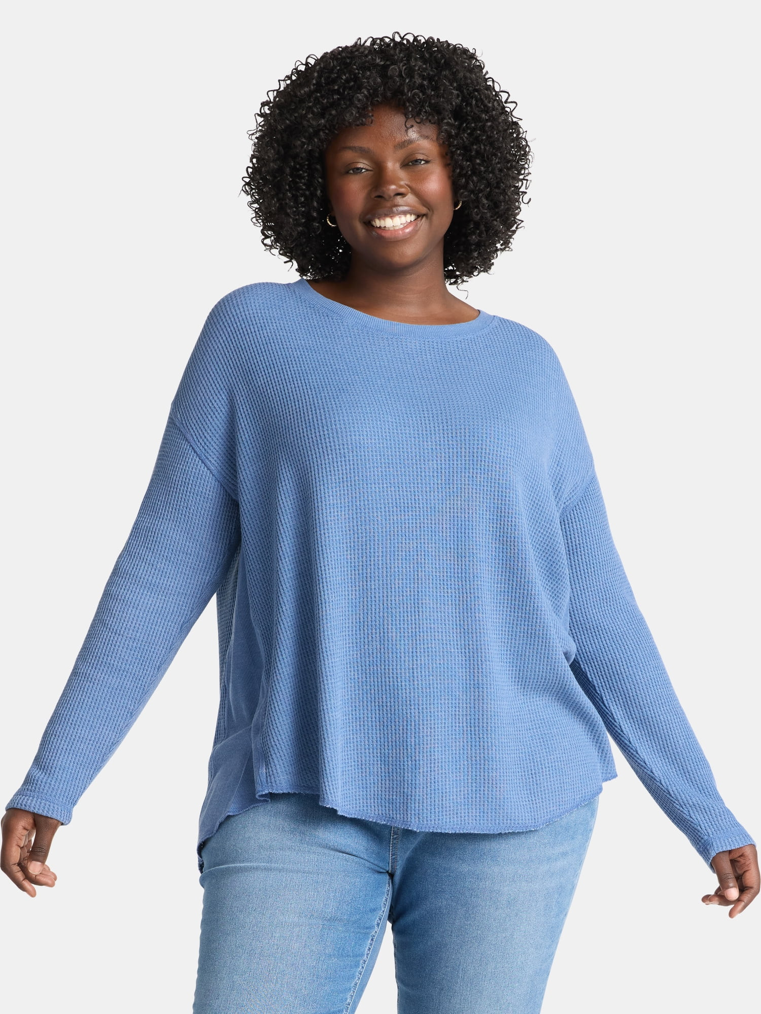 Terra & Sky Women’s Plus Waffle Knit Tunic Top, Sizes 0X-5X | Walmart (US)