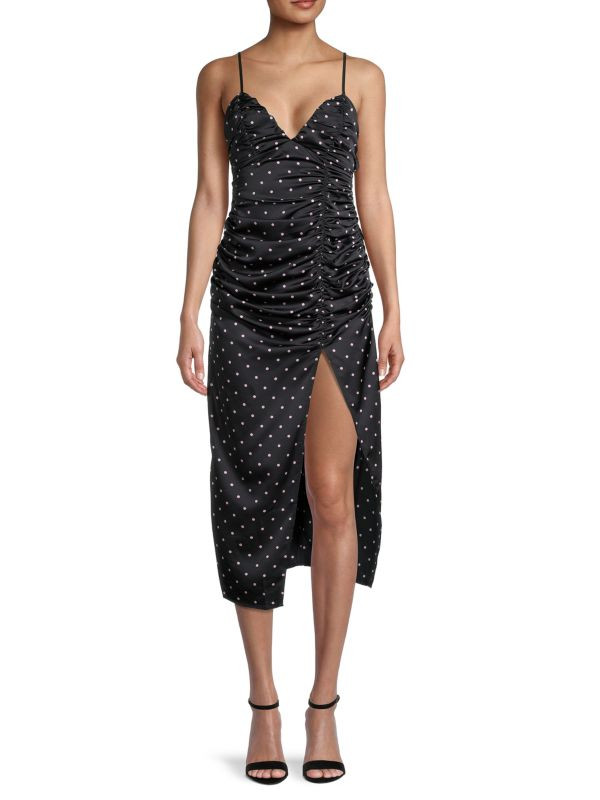 ​Carissa Polka Dot Ruched Midi Dress | Saks Fifth Avenue OFF 5TH