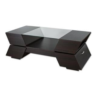 Kornat 47 in. Espresso Rectangle Glass Coffee Table | The Home Depot