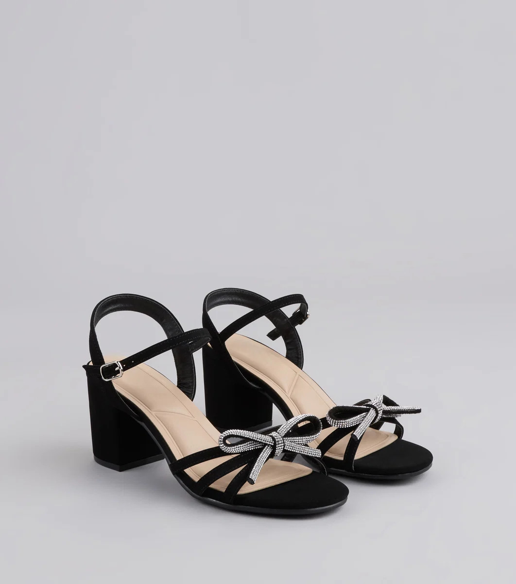 Glitter And Grace Rhinestone Bow Heels | Windsor Stores