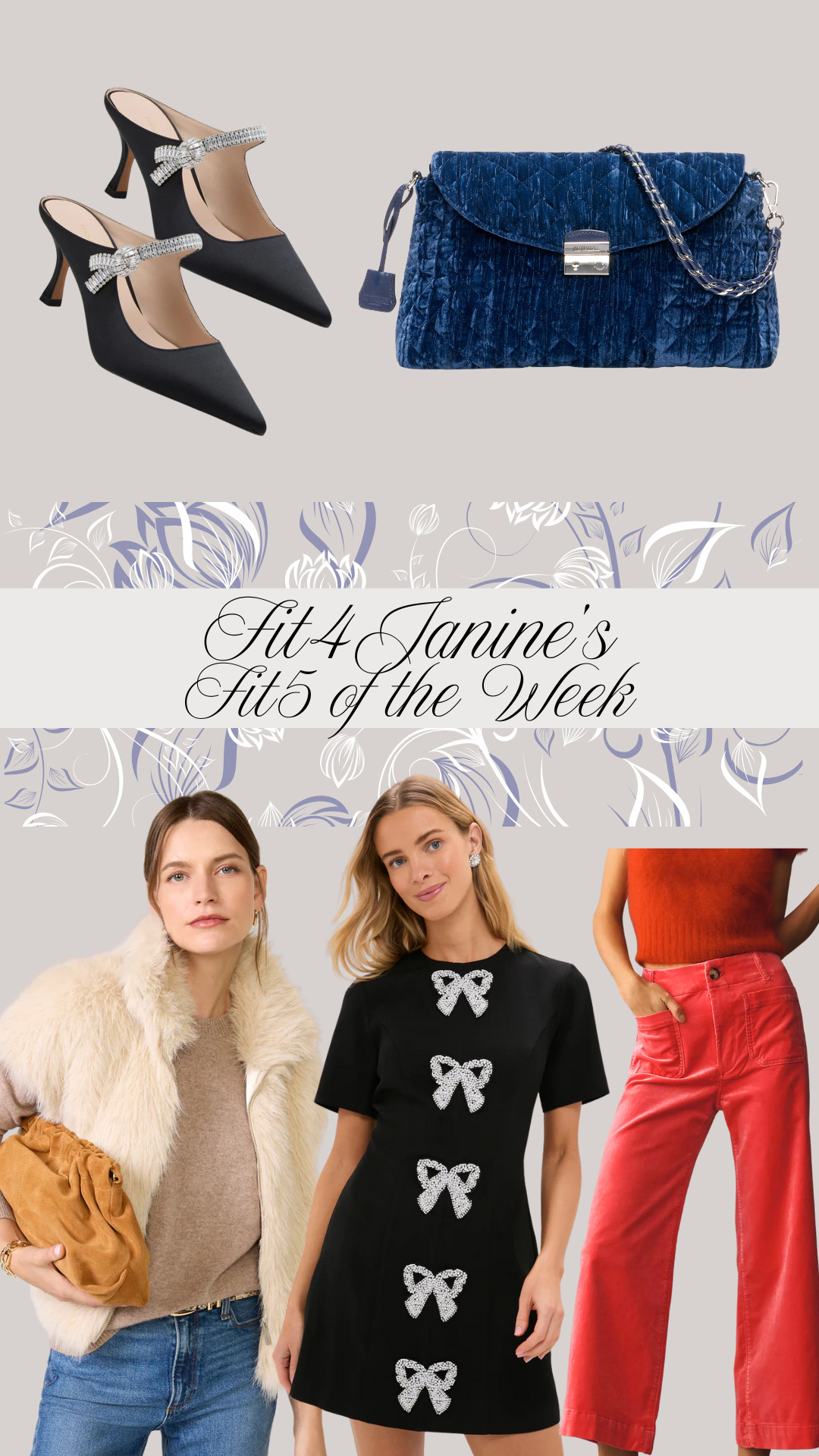 There is something about the Holiday season that gets me even more excited about Fashion than I already am! This week, I am touting some fabulous accessories, casual & chic ensembles, and a designer-inspired dress at an affordable price point!

Fit4Janine, Tuckernuck, Shoes, MZ Wallace, Clutch, Purse, Faux Suede, Evereve, Vest, Cashmere, Dress, Holiday Fashion, Anthropologie, Maeve, The Colette 

 #LTKHoliday #LTKSeasonal #LTKStyleTip