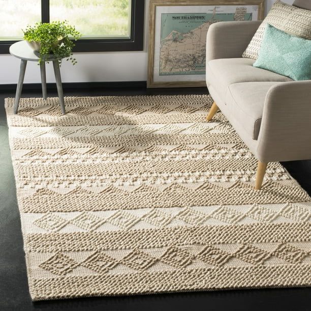 SAFAVIEH Natura Carly Geometric Braided Wool Area Rug, Beige/Ivory, 5' x 8' | Walmart (US)