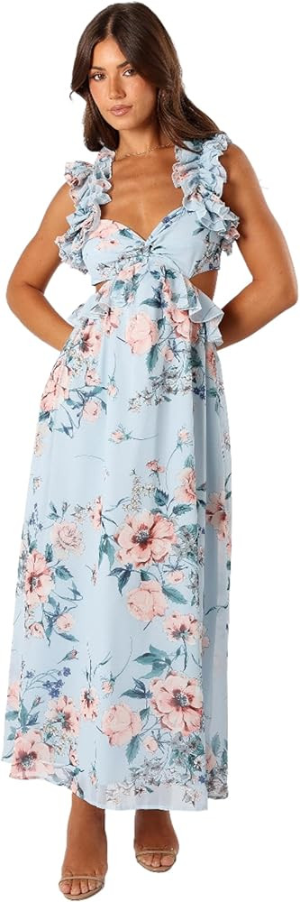 Petal & Pup Women's Lucah Frill Shoulder Maxi Dress | Amazon (US)