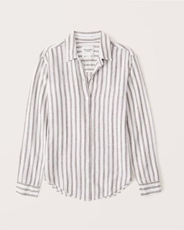 Women's Oversized Long-Sleeve Resort Shirt | Women's Tops | Abercrombie.com | Abercrombie & Fitch (US)