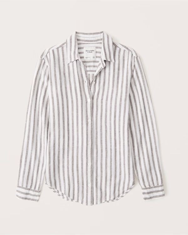 Women's Oversized Long-Sleeve Resort Shirt | Women's The A&F Getaway Shop | Abercrombie.com | Abercrombie & Fitch (US)