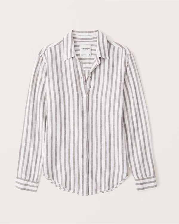 Women's Oversized Long-Sleeve Resort Shirt | Women's Tops | Abercrombie.com | Abercrombie & Fitch (US)