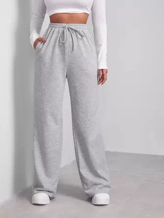 SHEIN EZwear Heathered Knit Drawstring Sweatpants | SHEIN