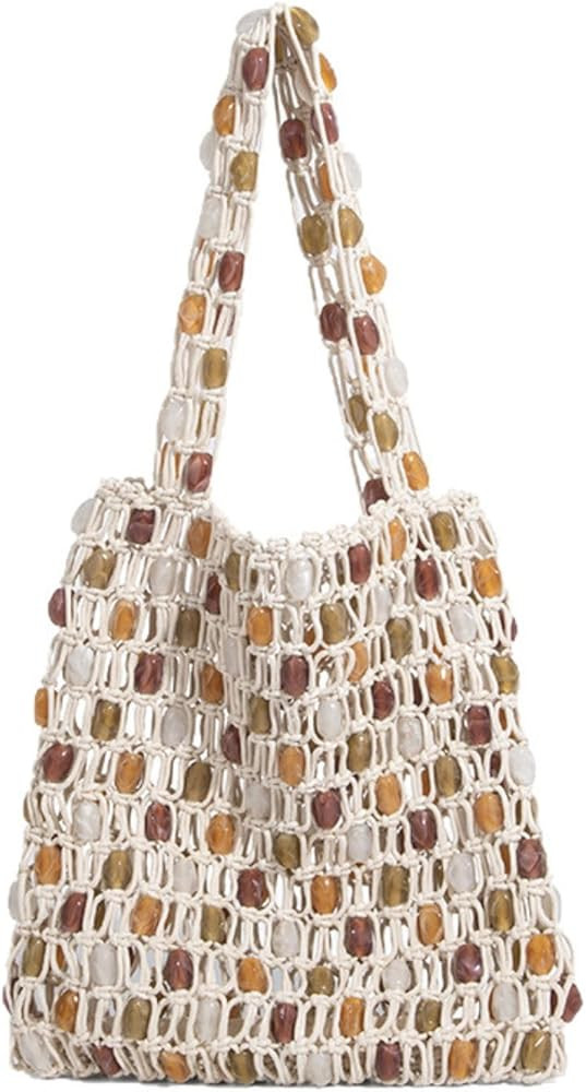 Fashion Beaded Tote Bag Purse - Boho Handwoven Rattan Purse Chic Crossbody Designer Handbag Beach... | Amazon (US)