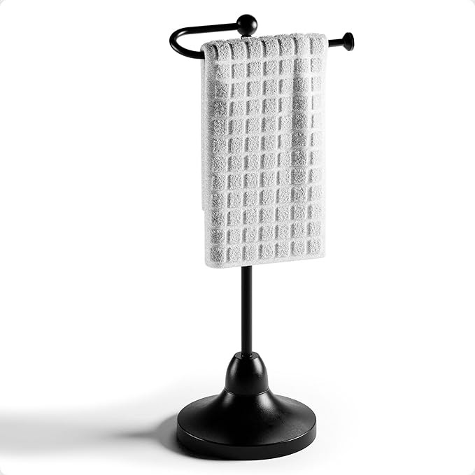 Hand Towel Holder for Bathroom Countertop - 17 Inch Tall Black Free-Standing Hand Towel Stand for... | Amazon (US)