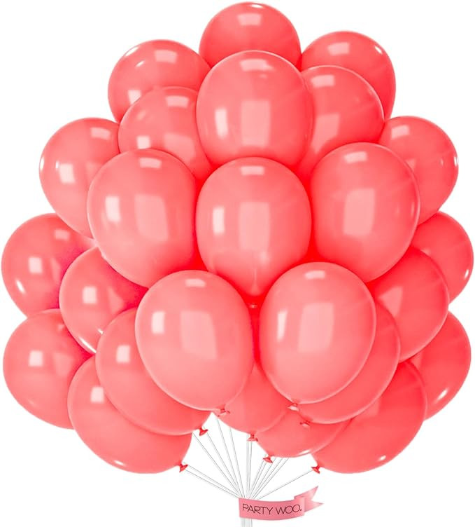 PartyWoo Coral Balloons 50 pcs 12 Inch Coral Pastel Red Watermelon Pink Latex Helium Balloons for... | Amazon (US)