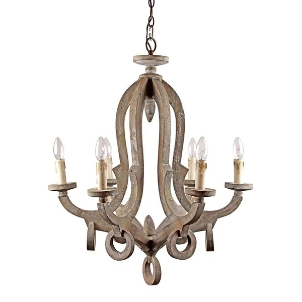 Brown 6-light Candelabra Wood Chandelier | Bed Bath & Beyond