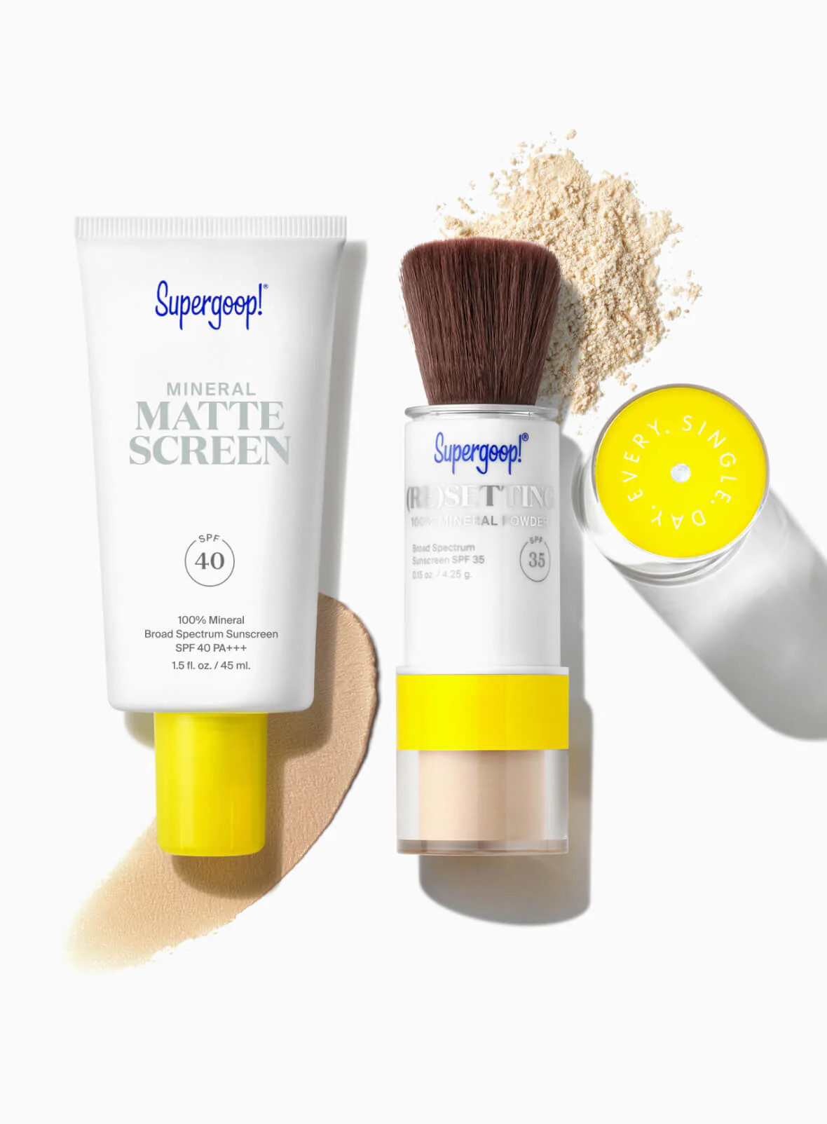 The Matte Prime & Reapply Set Sunscreen Sunrise / Deep Supergoop! | Supergoop