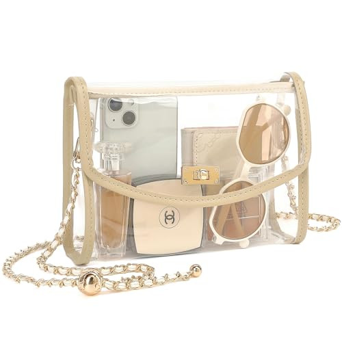 YGR Clear Bag Stadium Approved, Transparent Crossbody Bag Shoulder Bag for Stadium Events Concert, Clear Purse for Women, Khaki | Amazon (US)