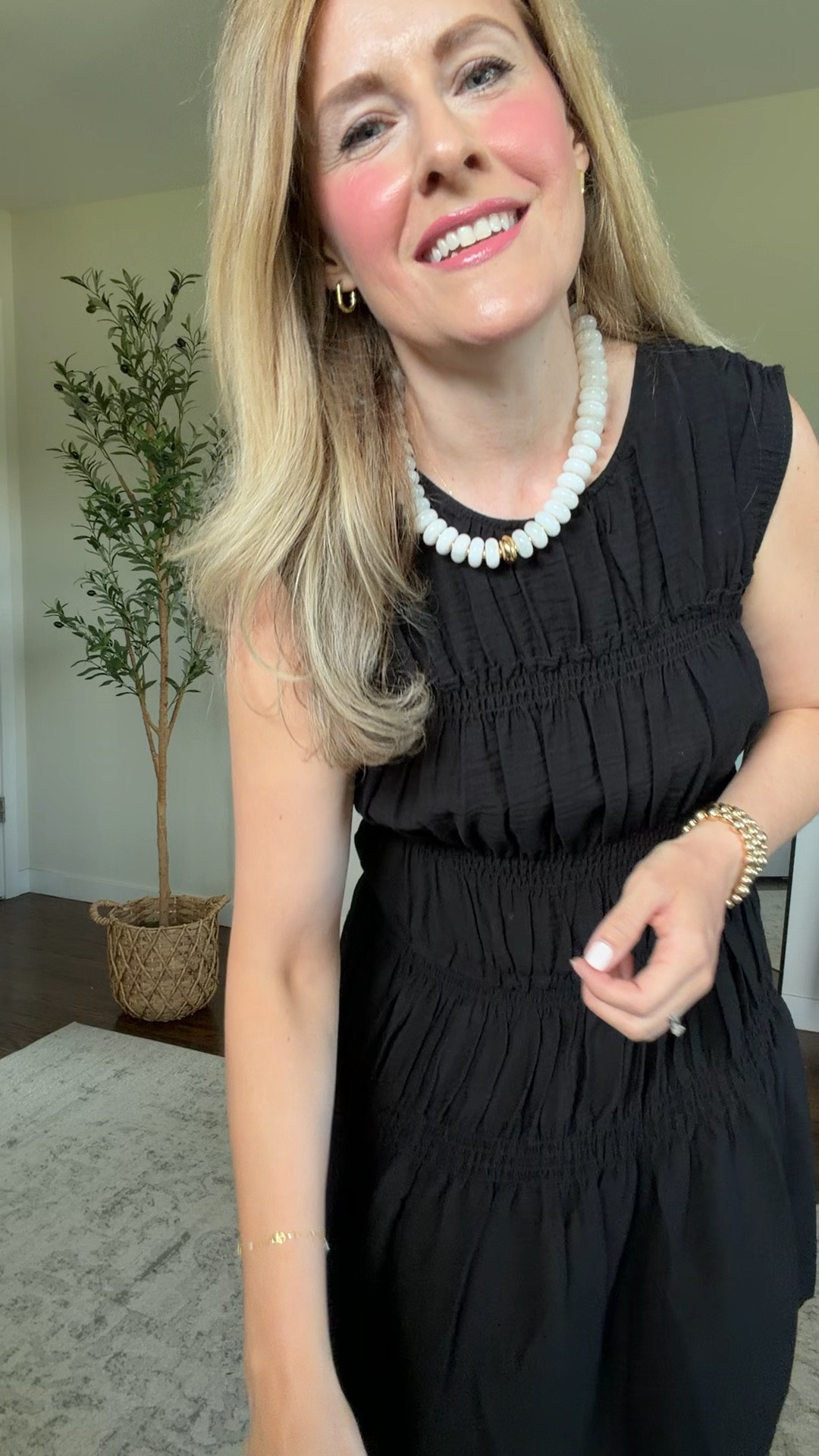 Love the smocking trend when it’s done right because it adds a lot of stretch and pretty texture to a look like this simple LBD! I’m wearing a size large. Medium would work too, you can go with your regular size if go up one for more relaxed fit. #walmartfashion

#LTKOver40