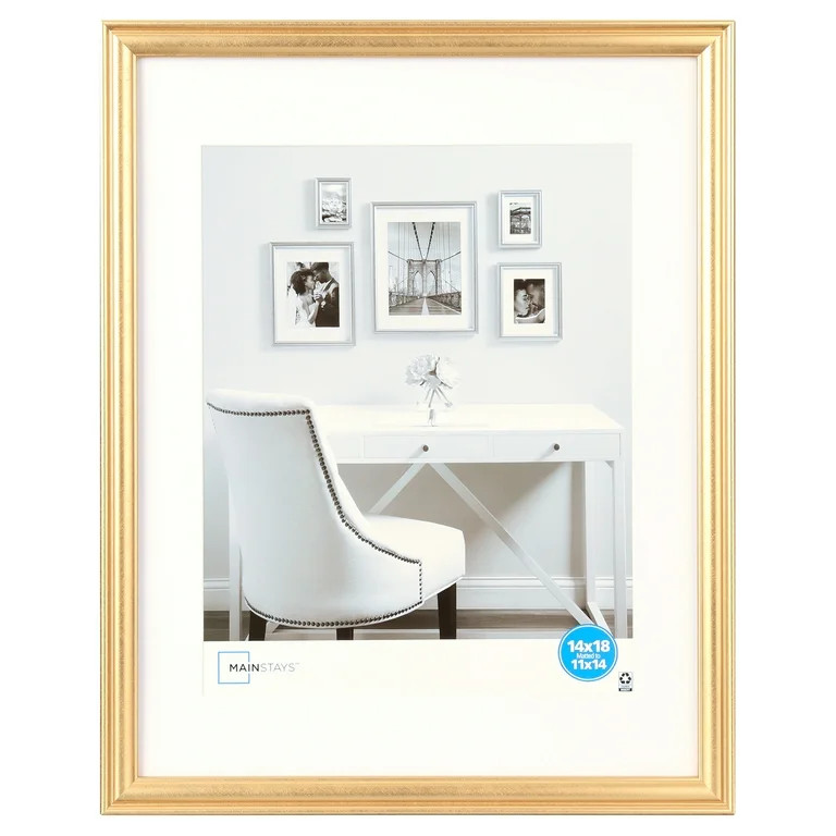 Mainstays 14x18 Matted to 11x14 Traditional Gallery Wall Picture Frame, Gold | Walmart (US)