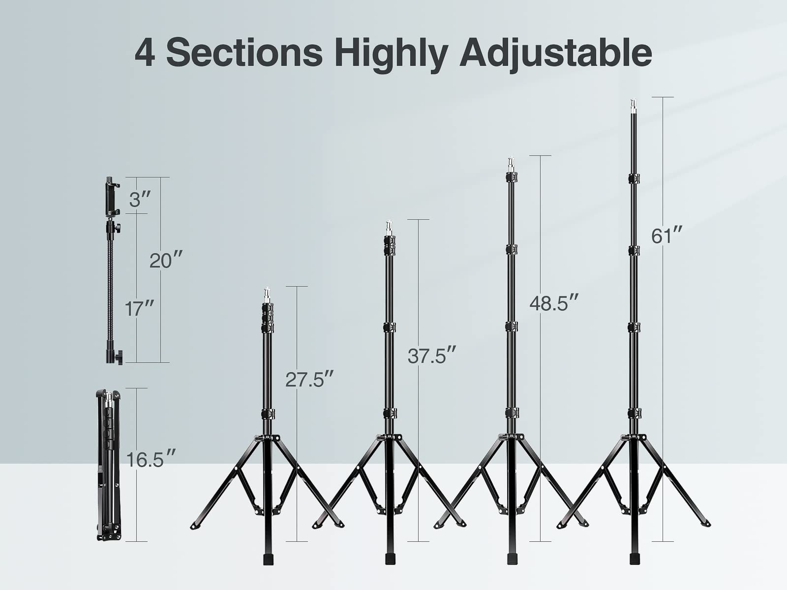 Elitehood 81" Tall Flexible Tripod Stand for iPhone with 17in Adjustable Gooseneck with Remote Co... | Amazon (US)