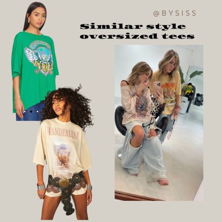 Similar style tees. Same print, different color and same color different print 💕💕 oversized tees. Linked also our style ripped jeans. 

#LTKstyletip #LTKFestival #LTKSeasonal