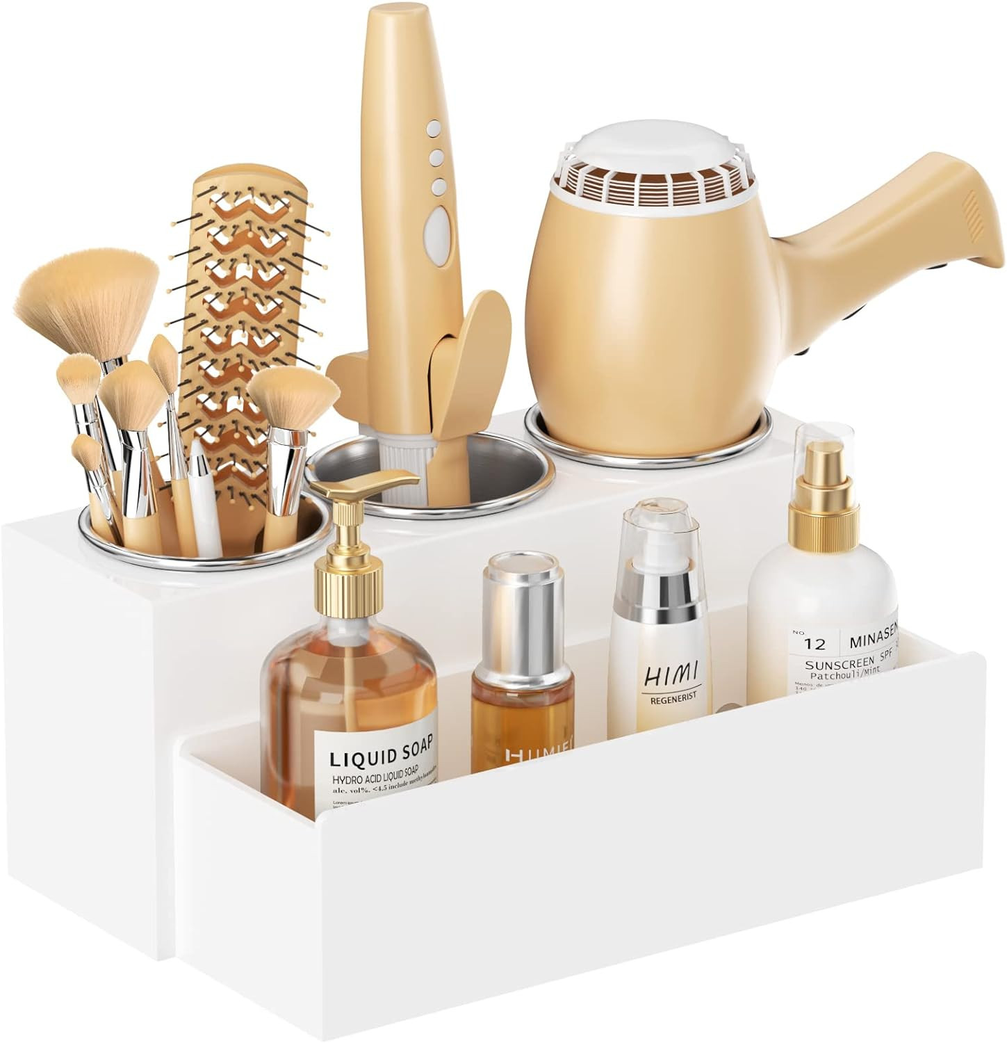 HIIMIEI Hair Tool Organizer, Acrylic Hair Dryer Holder, Bathroom Countertop Blow Dryer Stand Stor... | Amazon (US)