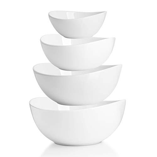 Sweese Porcelain Serving Bowls for Entertaining, 10-18-28-42 Ounce, Microwave & Dishwasher Safe, Large Serving Dishes, Prep Salad Bowls for Thanksgiving Christmas, White | Amazon (US)