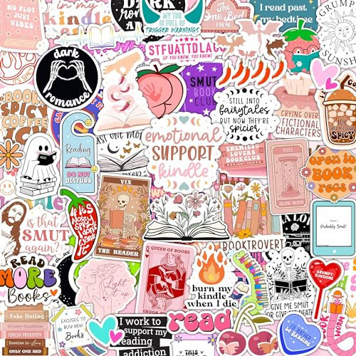 120 PCS Book Stickers for Kindle, Smutty Bookish Sticker Pack for Readers Adult Spicy Booktok Vinyl Decals for Laptop IPAD Ebook Reader Water Bottle Girls Holographic Waterproof Smut Romance | Amazon (US)
