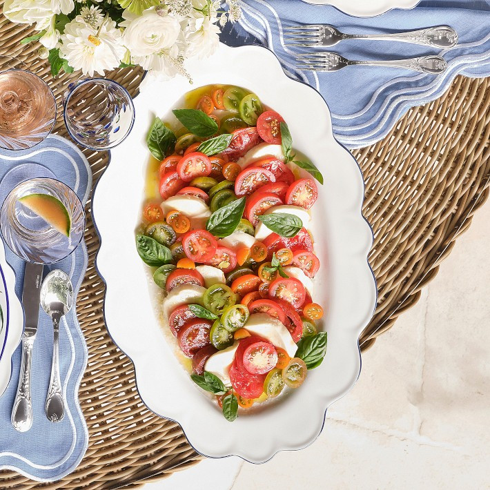 AERIN Garden Bouquet Blue Scalloped Platter | Williams-Sonoma