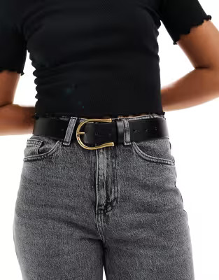 ASOS DESIGN half moon waist and hip jeans belt in black | ASOS (Global)