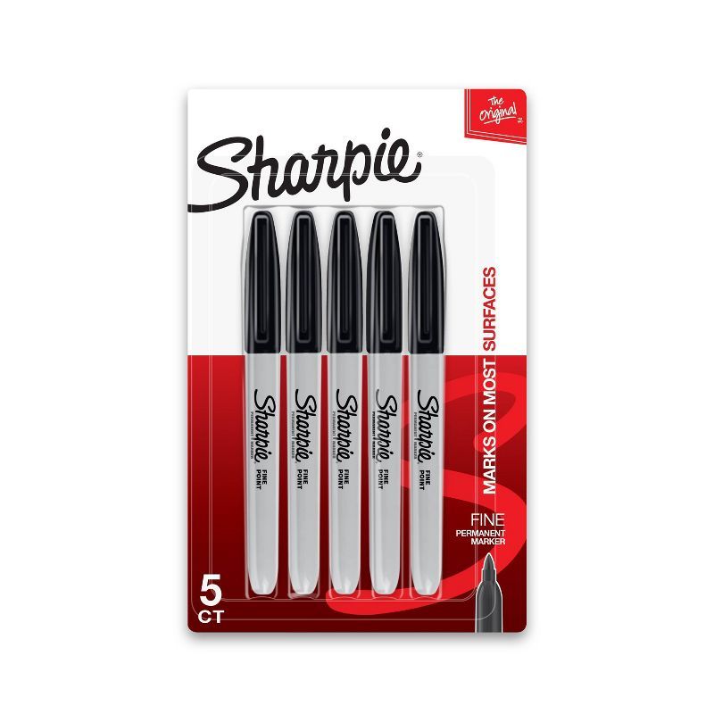 Sharpie 5pk Permanent Markers Fine Tip Black | Target