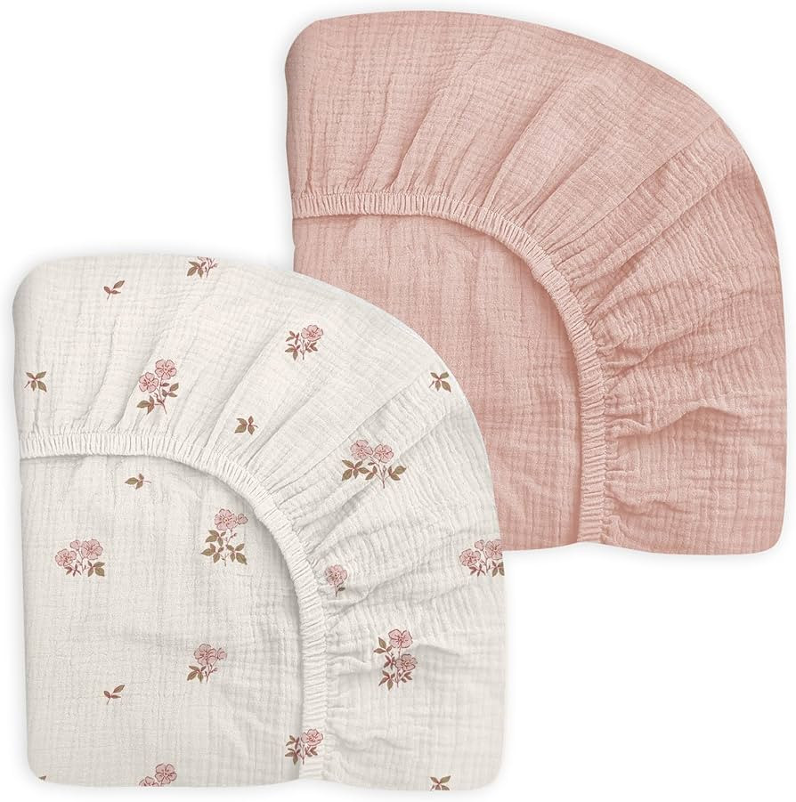 Crib Sheets for Baby Boy Girl 2 Pack, Fitted Crib Mattress Sheet 28" x 52", Muslin Toddler Beddin... | Amazon (US)