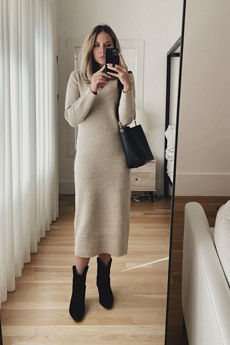 Sweater dress and boots 