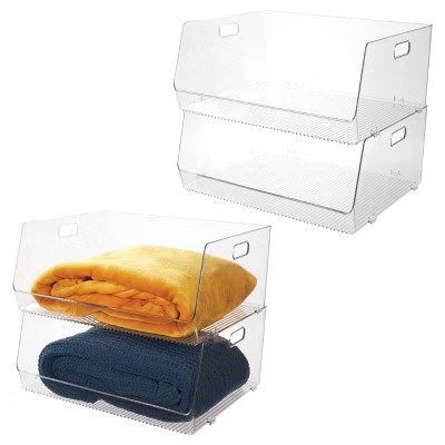 iDesign Stackable Open-Front Bin with Handles, Set of 4, Clear, Made in USA | Target