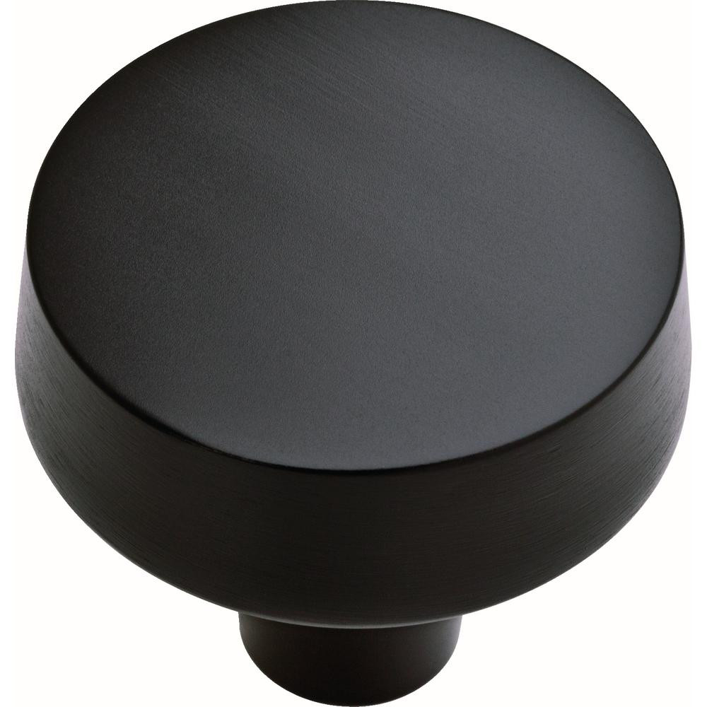 Soft Modern 1-3/8 in. (38 mm) Matte Black Round Cabinet Knob | The Home Depot