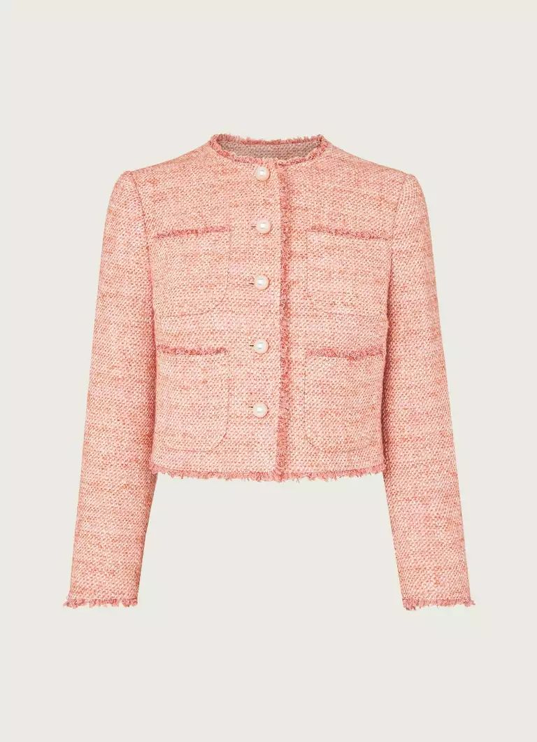Celeste Pink Tweed Cropped Jacket | L.K. Bennett (UK)