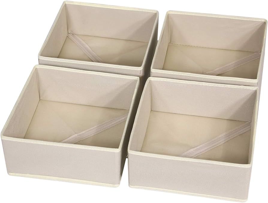 DIOMMELL 4 Pack Foldable Cloth Storage Box Closet Dresser Drawer Organizer Fabric Baskets Bins Co... | Amazon (US)