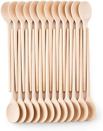 12- Inch Wooden Kitchen Spoons Baking Mixing Serving Craft Utensils Bulk Oval Spoon Puppets Long ... | Amazon (US)