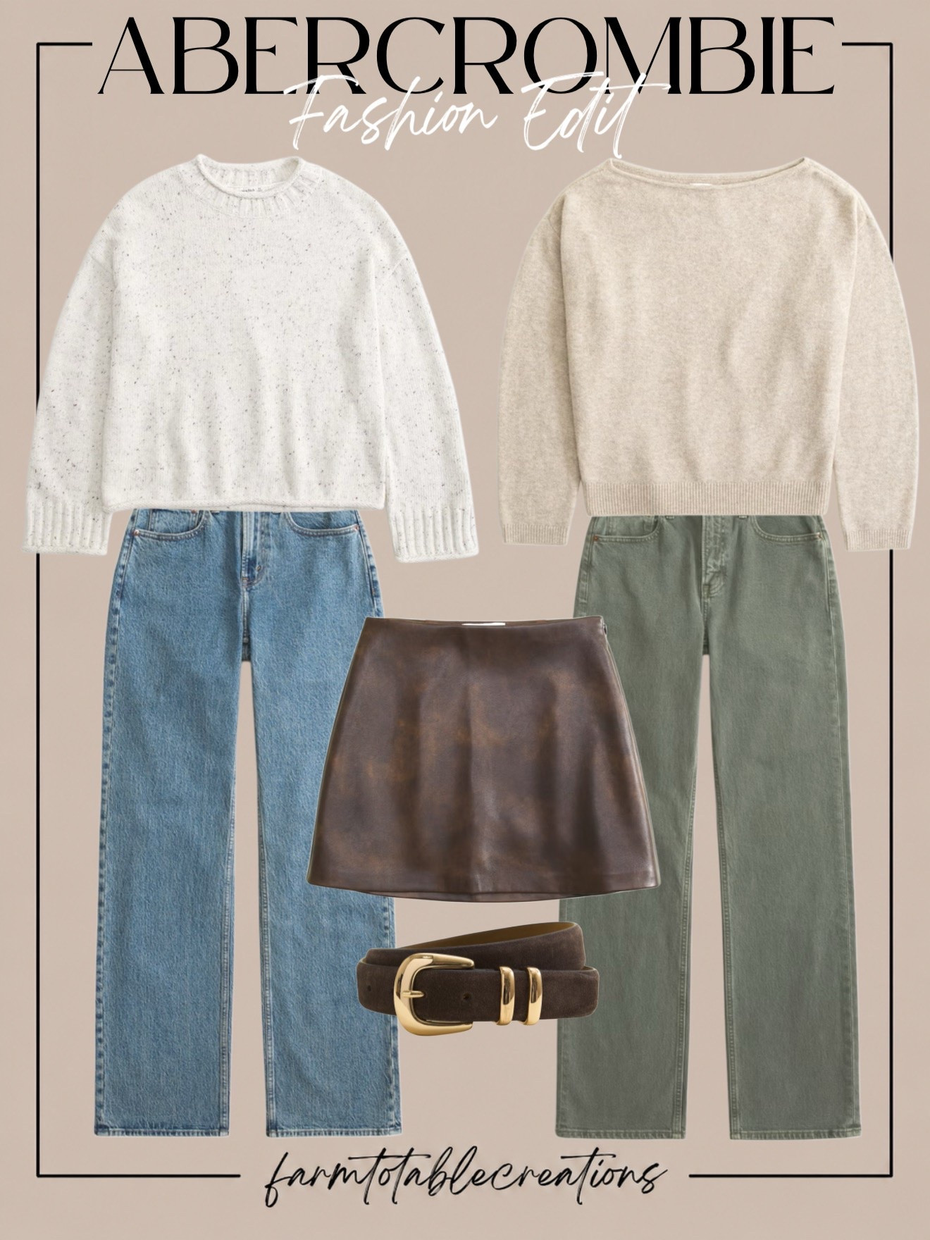 Abercrombie Fall Fashion Finds 🤎🍂

These Abercrombie fall finds are such an easy mix of cozy neutrals and everyday staples. The soft sweaters, relaxed denim, olive-toned jeans, brown mini skirt, and classic belt make it easy to build several outfits from just a few pieces.

I love that everything feels simple but still polished—perfect for casual workdays, lunch dates, weekend plans, or layering as the weather cools down.

Follow @farmtotablecreations on Instagram for more cozy home finds and trending decor.

#LTKStyle #LTKFashion #Abercrombie #AbercrombieStyle #FallFashion #FallOutfit #SweaterWeather #DenimStyle #NeutralStyle #CapsuleWardrobe #EverydayStyle #CasualChic #FallWardrobe #FashionFinds #LTKFinds
