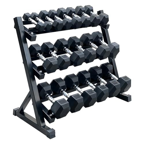 350/450/550 lbs Hex Weight Dumbbells Sets with Rack Rubber Encased Dumbbell Free Weights Set for Home Gym Weight Rack with Dumbbells Set (350 lbs) | Amazon (US)
