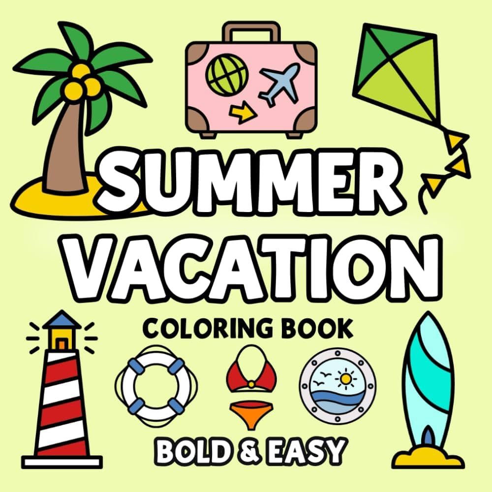 Summer Vacation Coloring Book: 40 Bold and Easy Designs for Adults and Kids (Bold and Easy Colori... | Amazon (US)