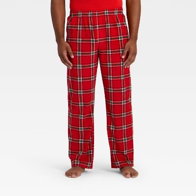 Men's Plaid Microfleece Holiday Matching Family Pajama Pants - Wondershop™ Red L | Target