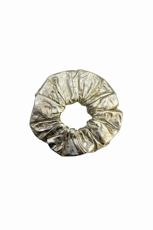 Alyson Eastman Leather Scrunchie in Gold at Nordstrom | Nordstrom