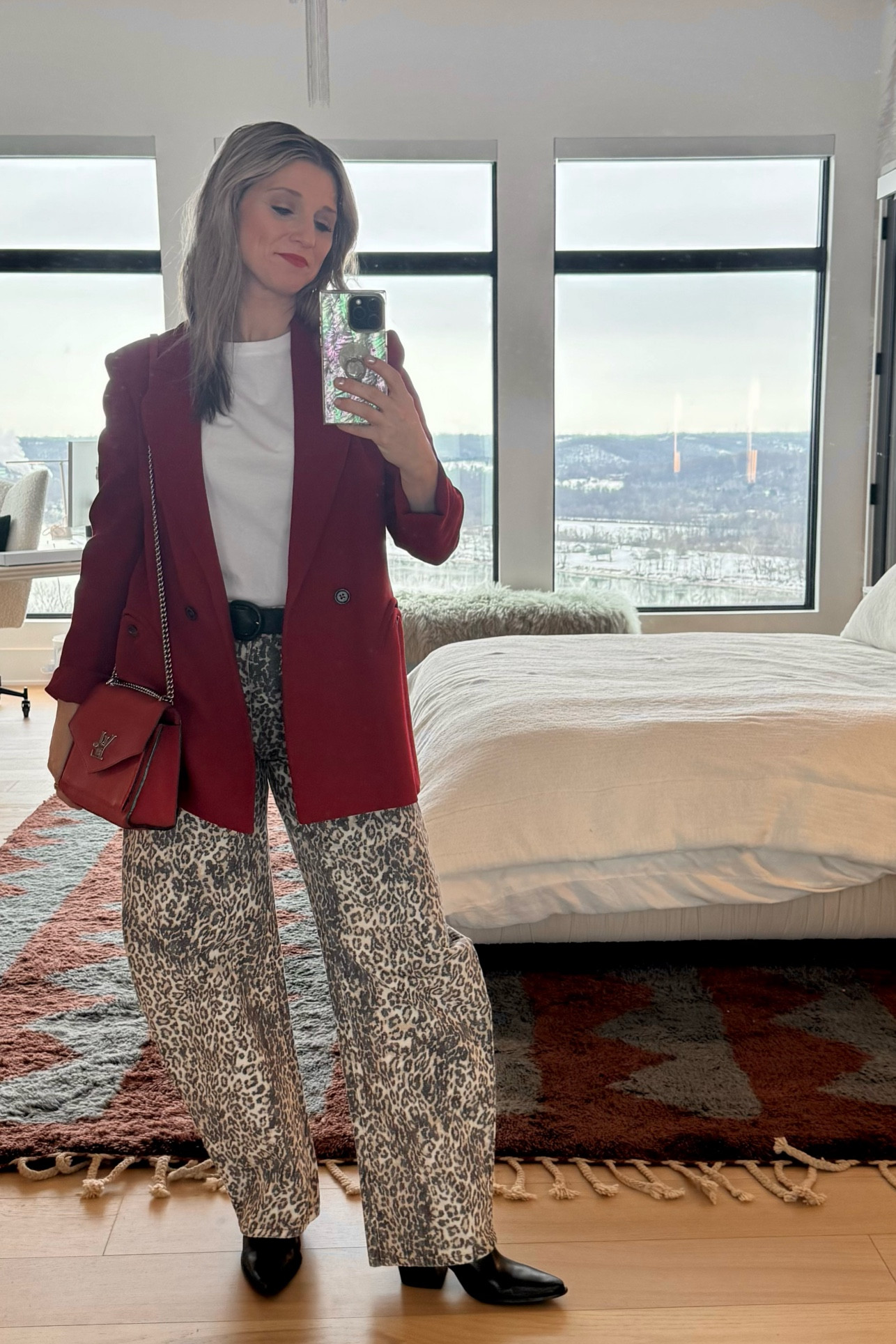 Blazer III
Zara Tee (medium)
Below the Belt (small) 
Mango Boots tts
Lioness Pants (small) bought two, returned the one that didn’t fit

