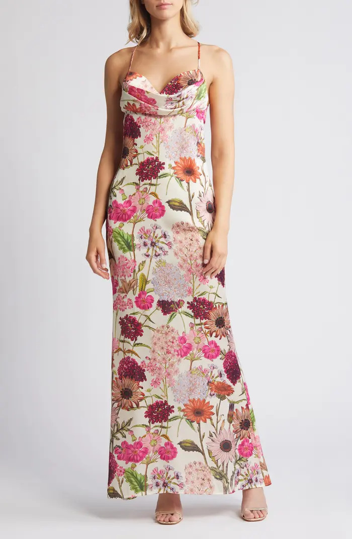 Tara Floral Print Sleeveless Gown | Nordstrom