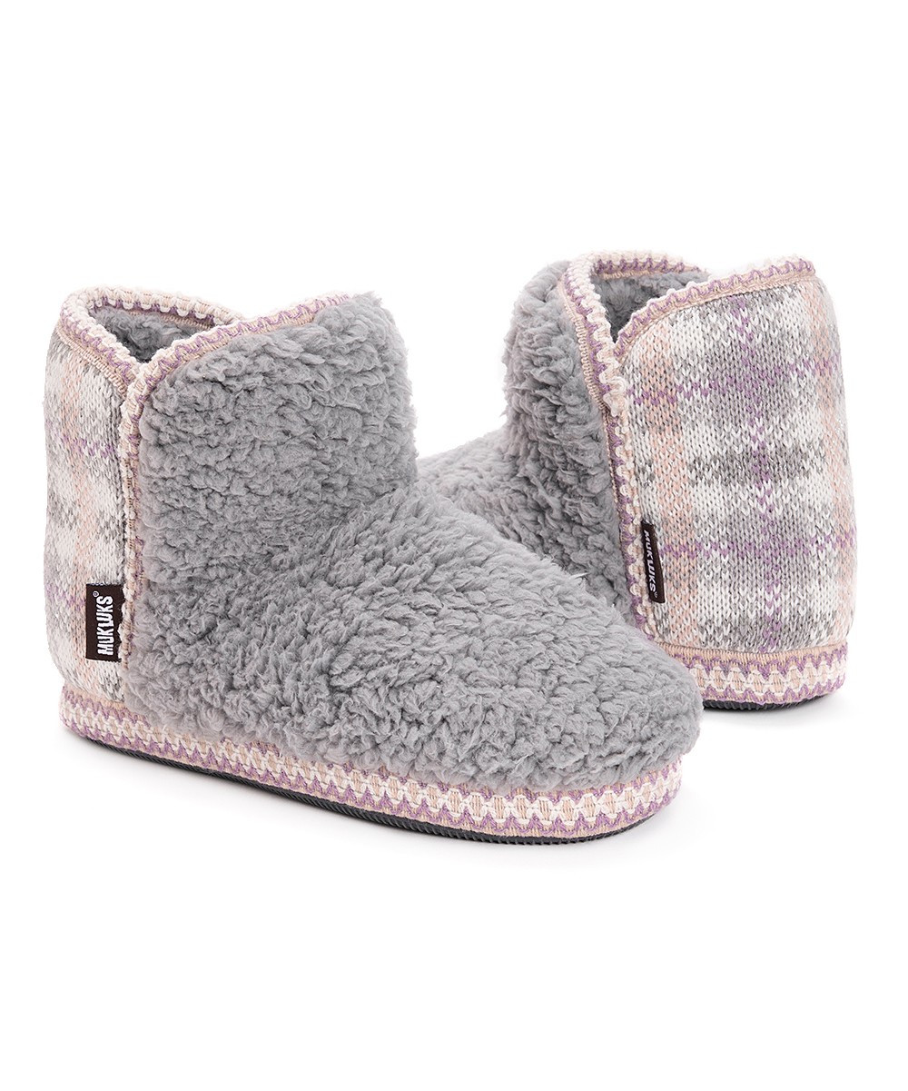 Muk Luks Women's Slippers Ash - Ash & Pink Plaid Carrie Slipper Boot - Women | Zulily
