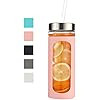 20oz Glass Tumbler with Straw and Lid Silicone Protective Sleeve BPA-Free Pink | Amazon (US)