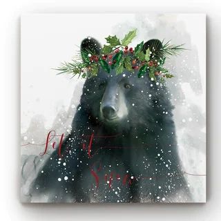 Let It Snow Bear -Gallery Wrapped Canvas - Overstock - 29624853 | Bed Bath & Beyond