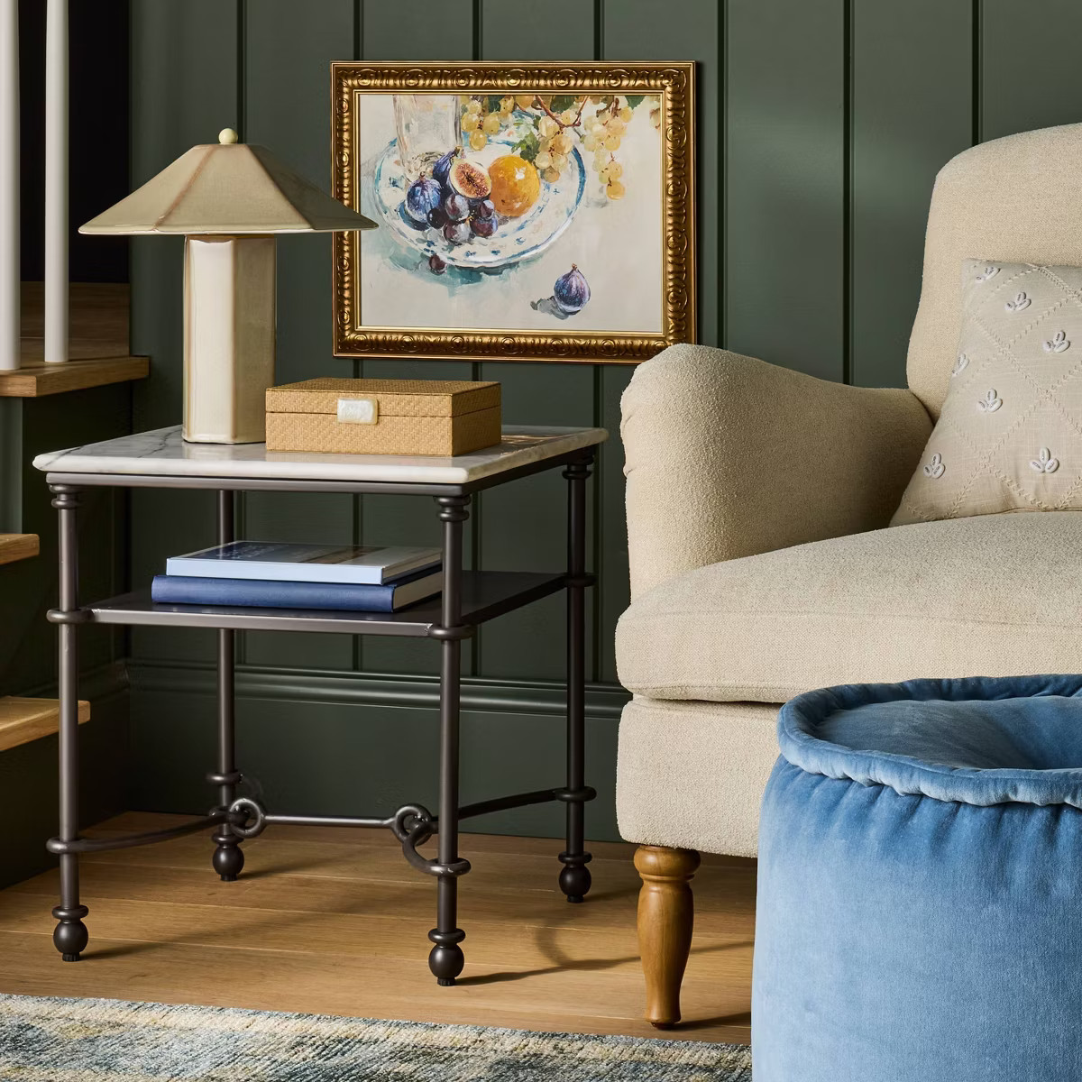 Metal and Marble Accent Table with Shelf White Carrara Marble/Dark Bronze - Threshold™ designed... | Target