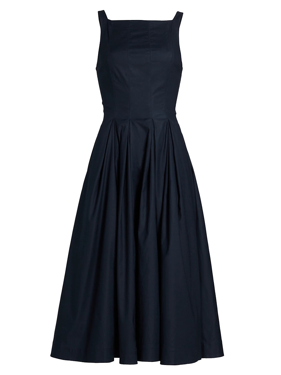 Women's Jovana Stretch-Cotton Sleeveless Midi-Dress - Midnight - Size 0 | Saks Fifth Avenue