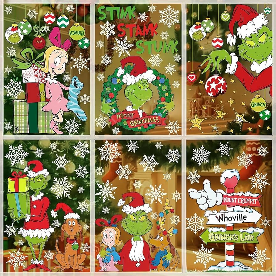 9 Sheets Christmas Window Clings Double Sided Reusable Christmas Window Decals Stickers for Winte... | Amazon (US)