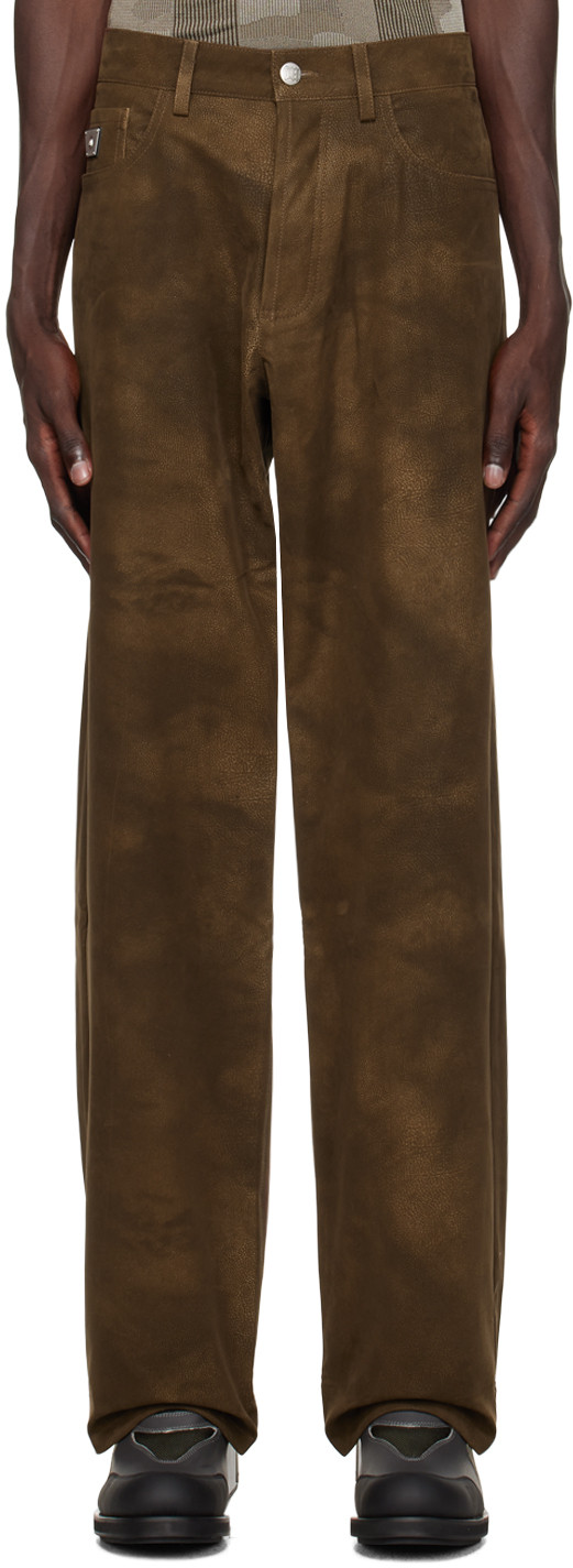 MISBHV Brown Faded Faux-Suede Trousers | SSENSE