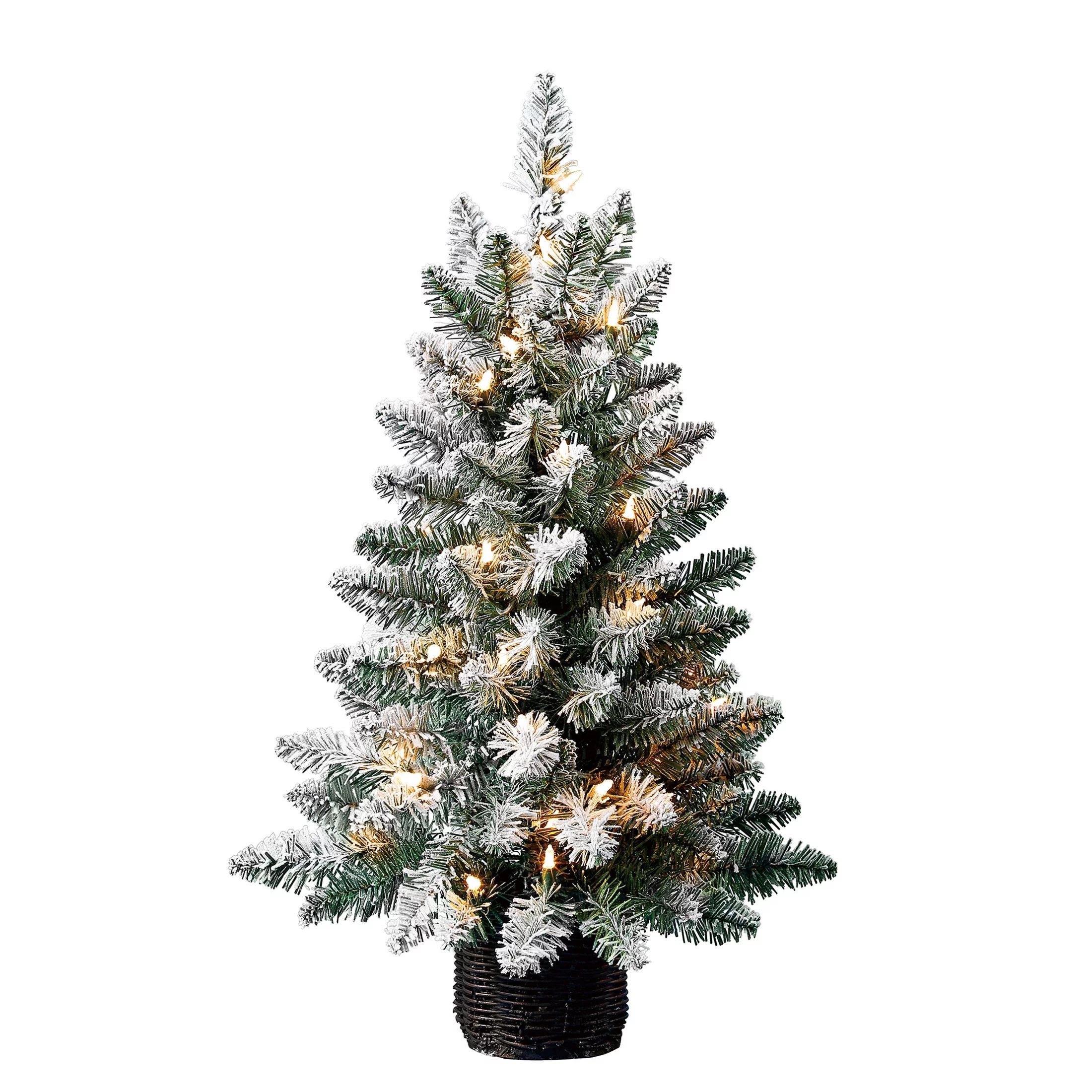 Holiday Time Prelit 35 Clear Incandescent Lights, Cooper Flocked Spruce Artificial Christmas Tree... | Walmart (US)