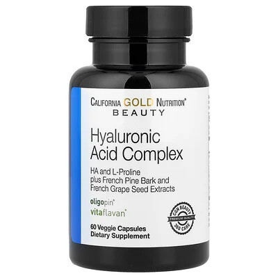 California Gold Nutrition, Hyaluronic Acid Complex with L-Proline, French Grape Seed and French Maritime Pine Bark Extract, 60 Veggie Capsules | iHerb